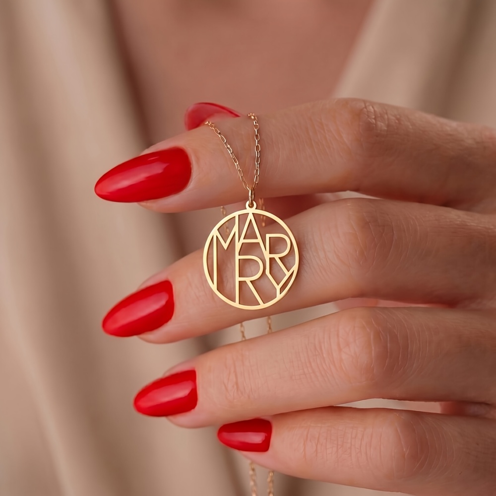 Custom Circle Monogram Name Necklace, Minimalist Gift